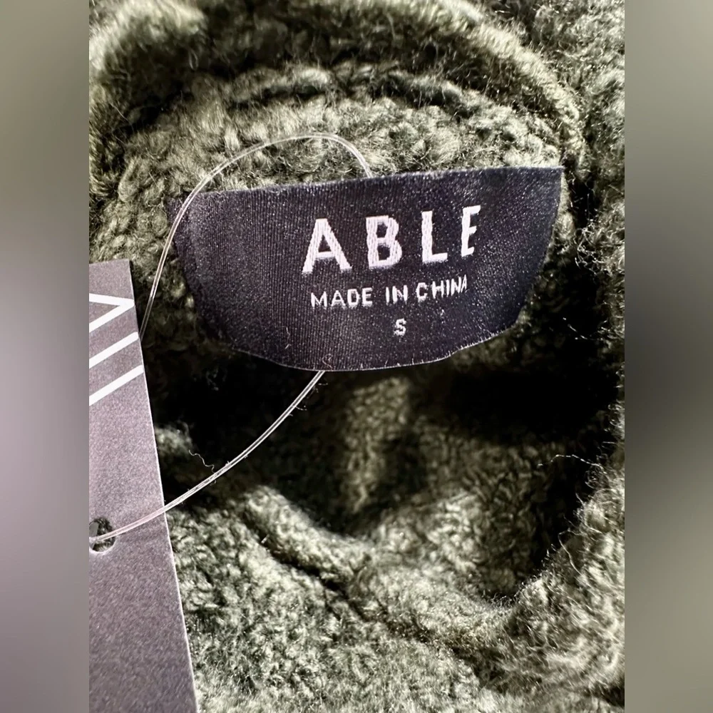 NWT ABLE Harlow Boucle hoodie sweater in Alpine‎ Green.